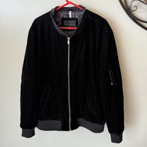 Sean John Velvet Bomber Jacket Black Quilted Lined Zip Pocket 3XL Streetwear